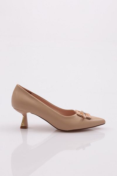 DGN Pantofi cu toc cu cataramă de frânghie de damă, bej 7992621