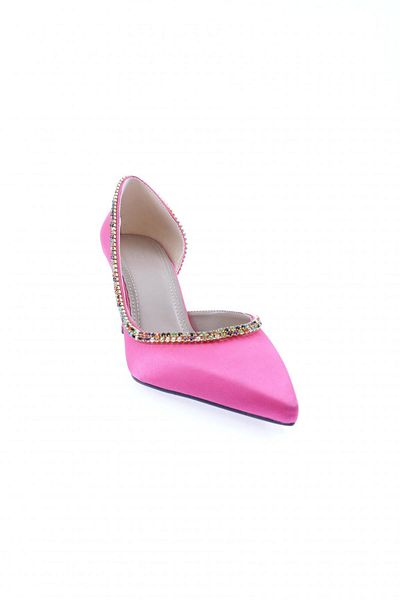 DGN Stiletto din satin fucsia - Detaliu transparent, Femei, 24393261