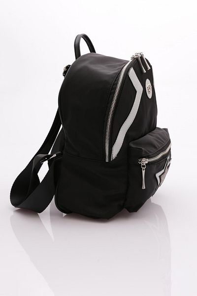 DGN Black Satin Women's Backpack with Star Pattern - Silver 1242856