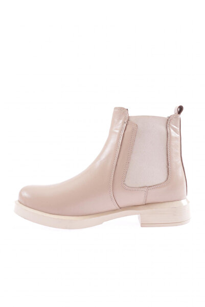 DGN Kadın Yanları Lastikli Bot Bej Hakiki Deri 33642883