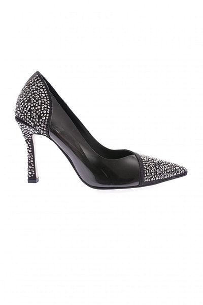 DGN Pantofi de damă cu toc înalt din satin negru 8813535