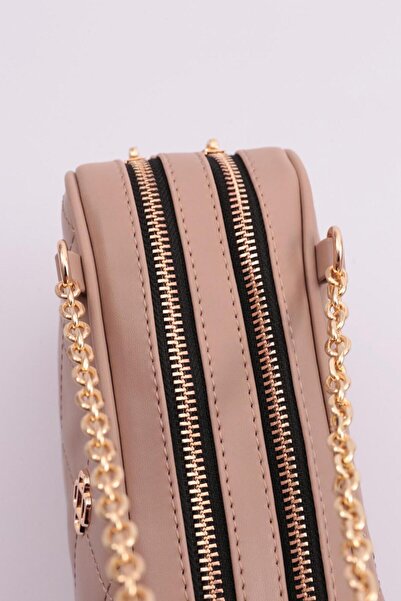 DGN Γυναικεία τσάντα με διπλή αλυσίδα Mink - 1482856