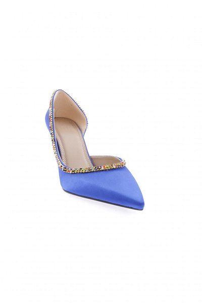 DGN Stiletto din satin albastru - Detaliu transparent, femei, 24393261