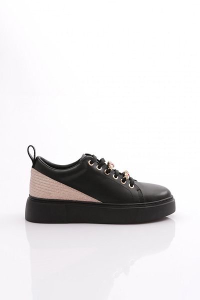 DGN Women's Thick Colored Crystal Stone Sneakers Shoes Black 15299743118
