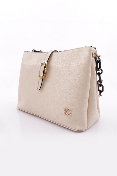 DGN Women's Chain Detailed Shoulder and Shoulder Bag Beige Rolax 2183426