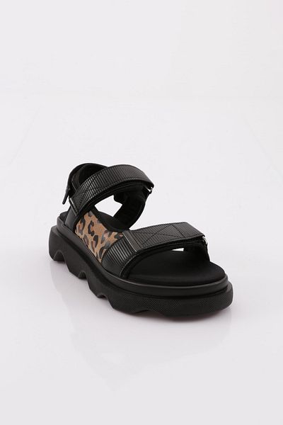 DGN Women's Leopard Print Thick Sole Sandals Black Leopard 46383138