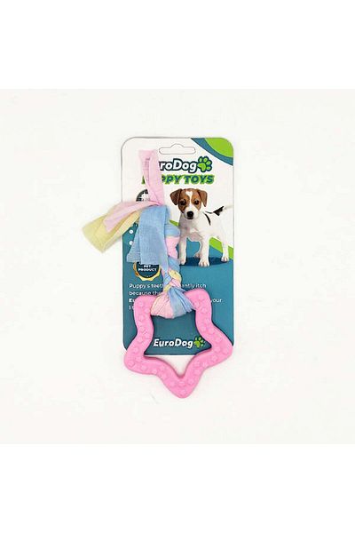 Eurodog Puppy Toys Pink Pentagonal Teething Toy Dpmah