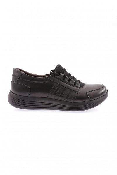DGN Damen-Komfortschuhe mit Keilsohle und Gummischnürung aus schwarzem Echtleder 21562617