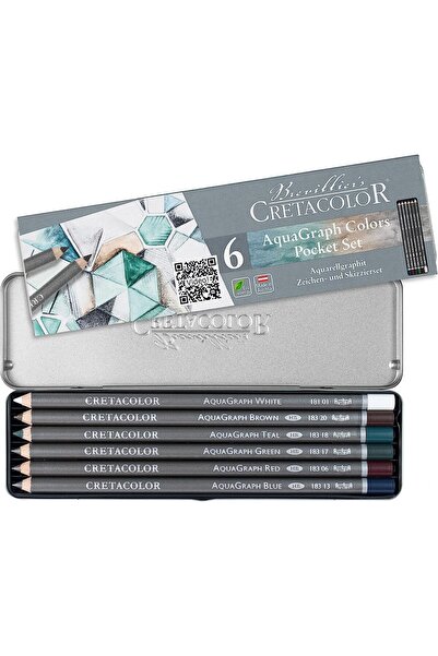 CretaColor AquaGraph Sulandırılabilir Çizim Seti 6'lı Metal Kutu / 18399
