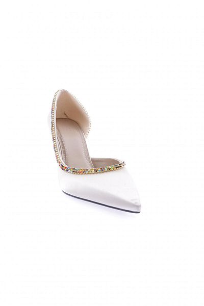 DGN Stiletto din satin bej - Detaliu transparent, Femei, 24393261