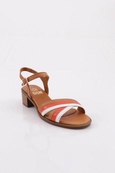 DGN 695 Damen – Sandalen mit niedrigem Absatz, Kreuzriemen und Knöchelriemen