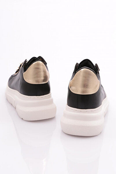 DGN Kadın Kalın Kristal Taşlı Sneakers Ayakkabı Siyah-beyaz 15299753118
