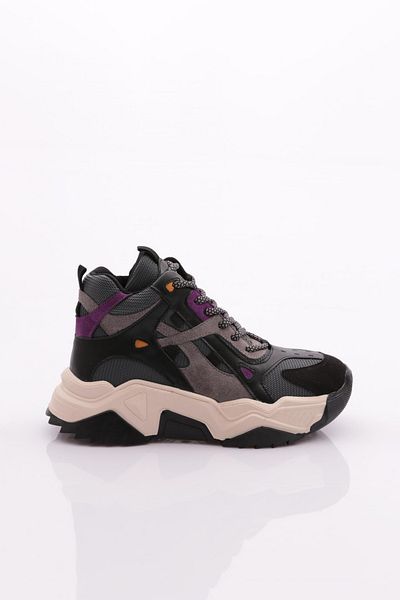 DGN Women's Thick Sole Sneaker Shoes Black Purple Multi 76913138