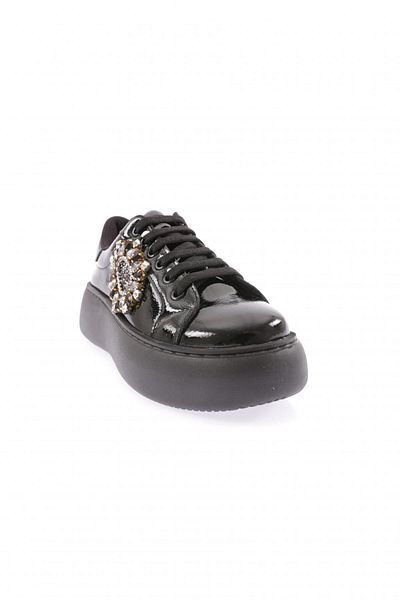 DGN 874-23Y Women's Crystal Stone Buckle Side Laced Shoes