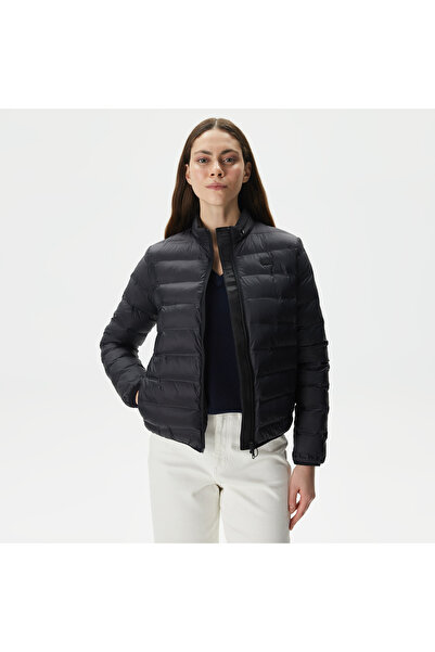 Lacoste Kadın Dik Yaka Kapitone Siyah Mont