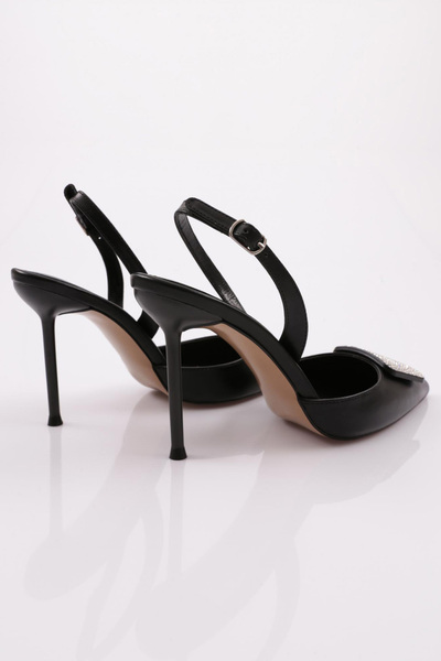 DGN 5067 Model Square Stone Decorated Women's Heeled Shoes