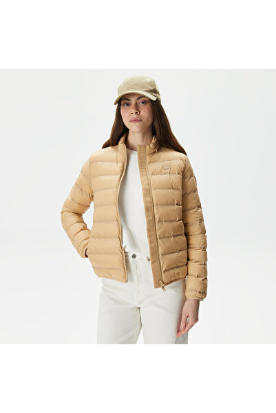 Lacoste Kadın Dik Yaka Kapitone Bej Mont