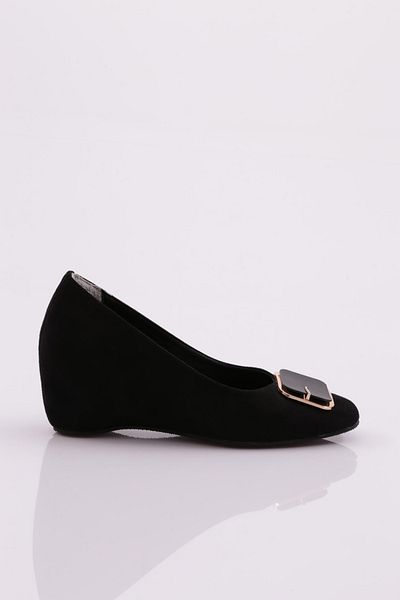 DGN Pantofi cu toc pentru femei din piele intoarsa neagra - 34713539