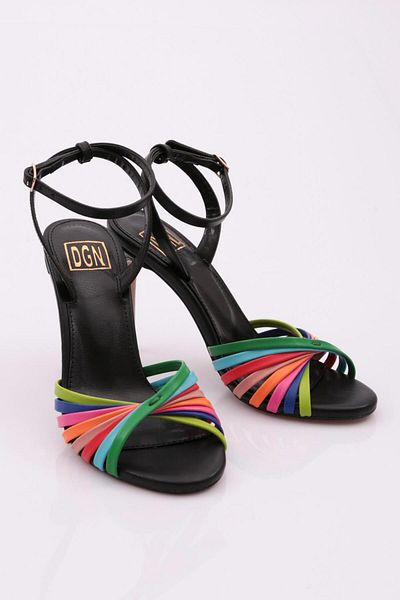 DGN Black Heeled Ankle Strap Women's Multi - 42152859