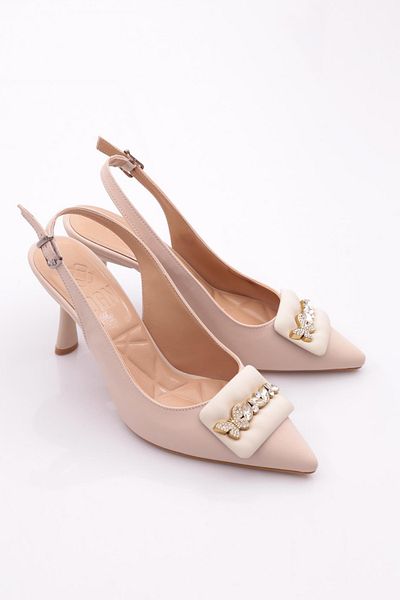 DGN 3982 Model Beige Scuba Women's Heeled Shoes