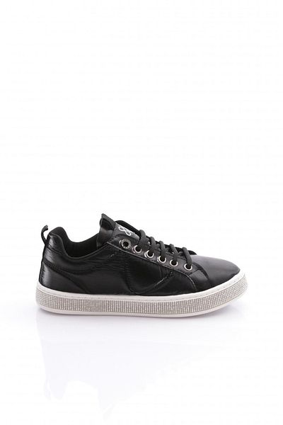 DGN Women's Plain Lace-Up Sneaker Shoes with Stone Sides Black Parachute 336232682