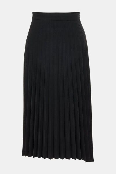 W Collection SİYAH MİDİ RELAX KALIP PLİSELİ FERMUARLI ETEK