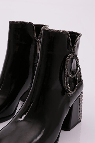 DGN Kadın Topuklu Bot Siyah Kırışık Rugan 421153488