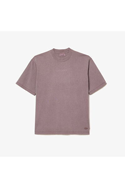 Lacoste Neo Heritage Unisex Loose Fit Bisiklet Yaka Baskılı Mor T-Shirt