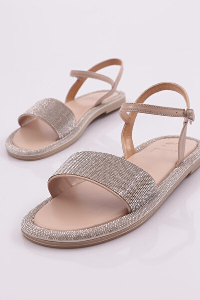 DGN Beige Matte Stone Women's Sandals - Flat Sole 416233210
