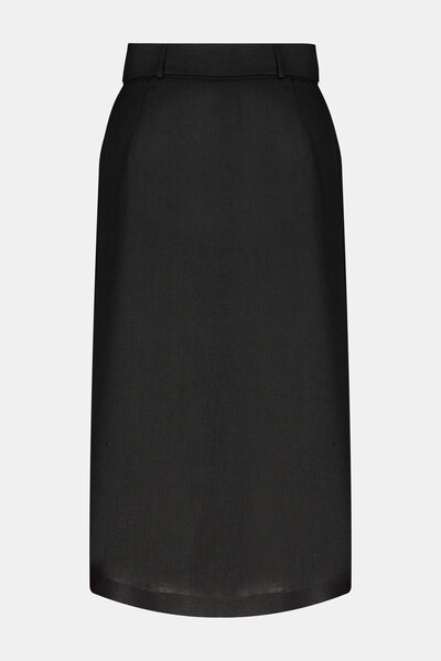 W Collection Siyah Keten Midi Etek