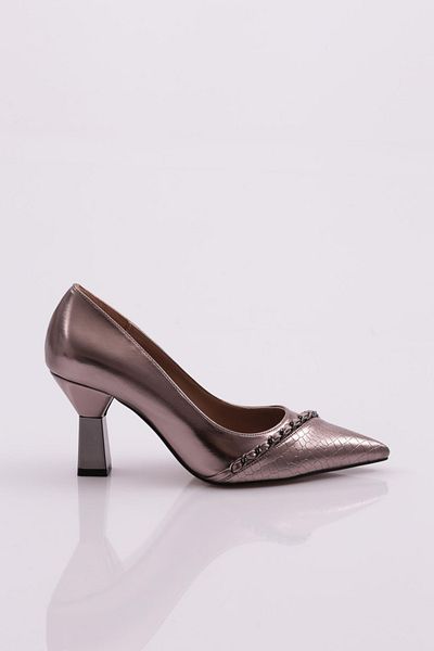 DGN Pantofi cu toc cu lanț de damă Platinum Metallic 4110212821