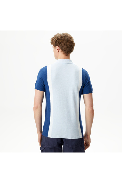 Lacoste Erkek Regular Fit Kısa Kollu Gömlek Yaka Mavi Triko