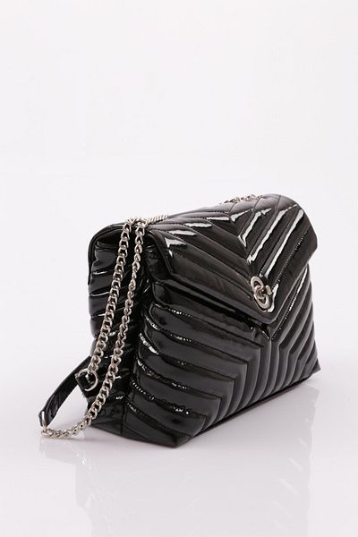 DGN Black Patent Leather Casual Shoulder Bag - 837934110
