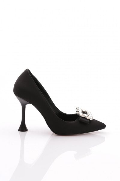 DGN Pantofi cu toc cu cataramă de piatră pătrată de damă Black Scuba 452362821