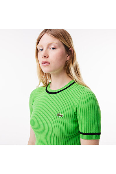 Lacoste Kadın Kısa Kollu Bisiklet Yaka Yeşil Triko