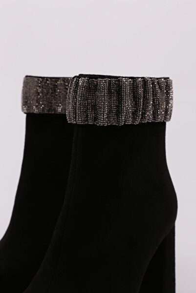 DGN Kadın Topuklu Bot Siyah Süet 1013233210