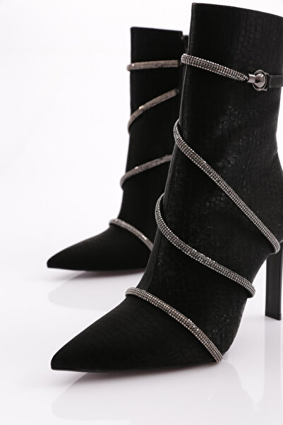 DGN Kadın Topuklu Bot Siyah Fasulye 81892859