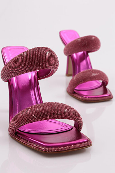 DGN Фуша металічні жіночі капці на підборах - з товстою срібною стрічкою 313833210