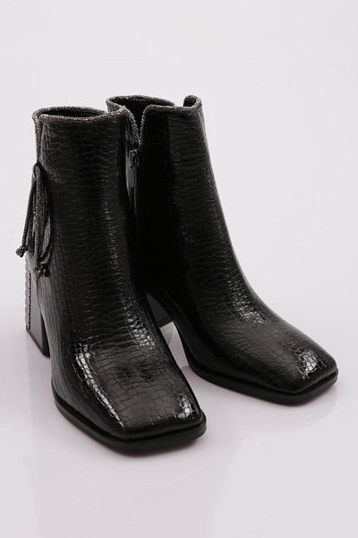 DGN 31004 Γυναικείες μπότες με τακούνι Black Crocodile