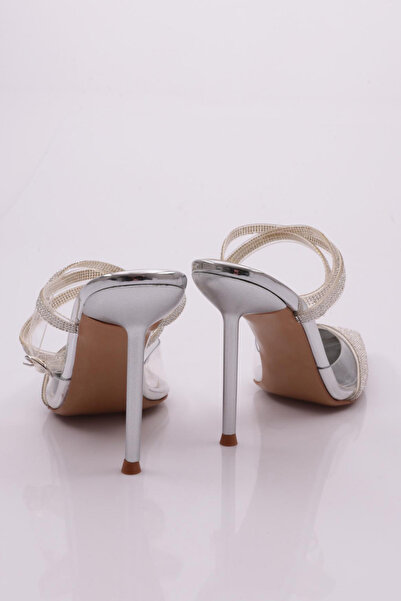 DGN Срібні туфлі на підборах з оздобленням з каменів - 110983327
