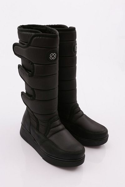 DGN Μαύρα γυναικεία μποτάκια με λεπτομέρεια Velcro στο πλάι - 31343224