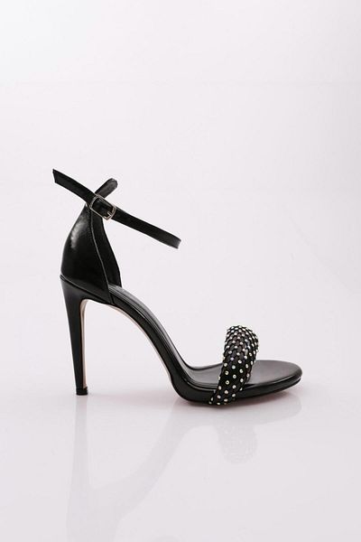 DGN 2040 Women's Mesh Detailed Stone Embroidered Heeled Shoes
