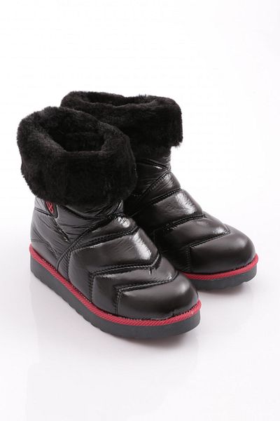 DGN Girl's Ankle Woolen Boots Black - Red 2343224