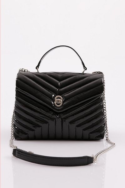 DGN Black Patent Leather Casual Shoulder Bag - 837934110