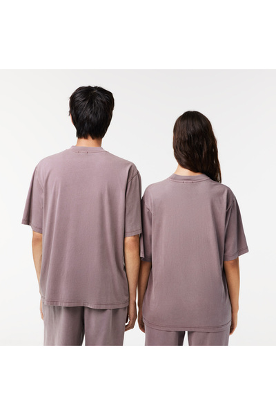 Lacoste Neo Heritage Unisex Loose Fit Bisiklet Yaka Baskılı Mor T-Shirt