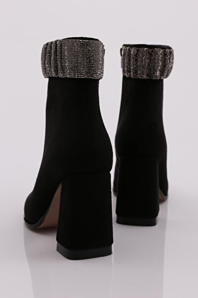 DGN Kadın Topuklu Bot Siyah Süet 1013233210