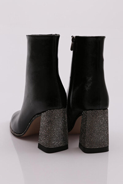 DGN Kadın Topuklu Bot Siyah Kırışık 1014333210