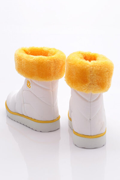 DGN Kız Çocuk Bilekleri Yünlü Bot Beyaz Sarı 2343224