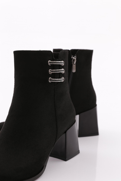 DGN Μαύρες σουέτ γυναικείες μπότες με τακούνι - 81621033