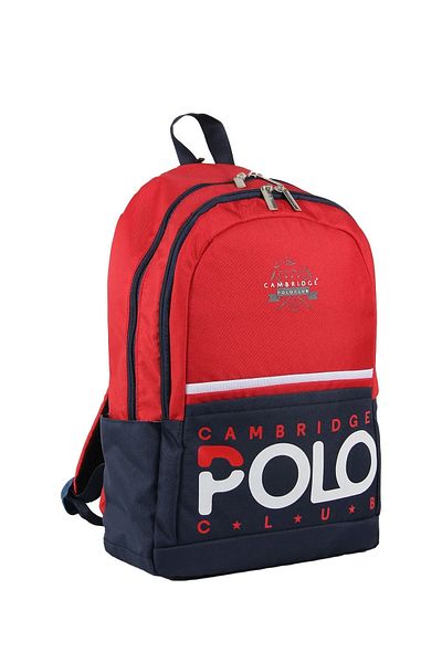 Cambridge Polo Club حقيبة ظهر مدرسية للجنسين من Preppy II - حجرة رئيسية مزدوجة، أحمر / Cpc3019.003